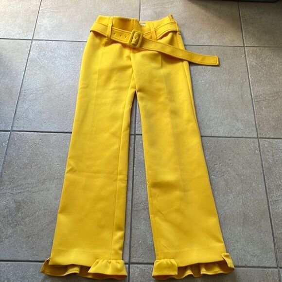 PRADA Belted Ruffle-Trimmed Scuba Pants - Size: 2 - Picture 3 of 9